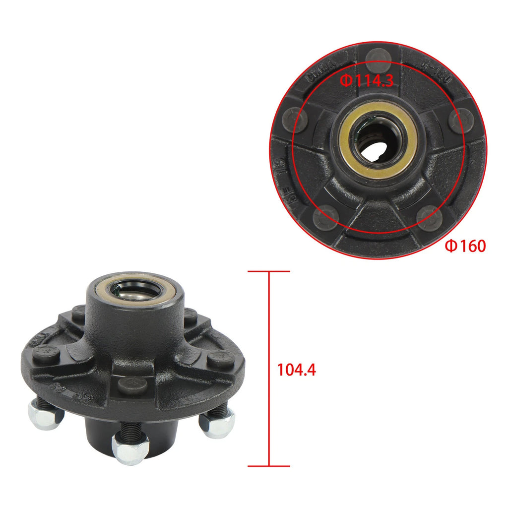 Set of 5 Trailer Hubs for 2000 lbs Spindle (5 on 4.5")