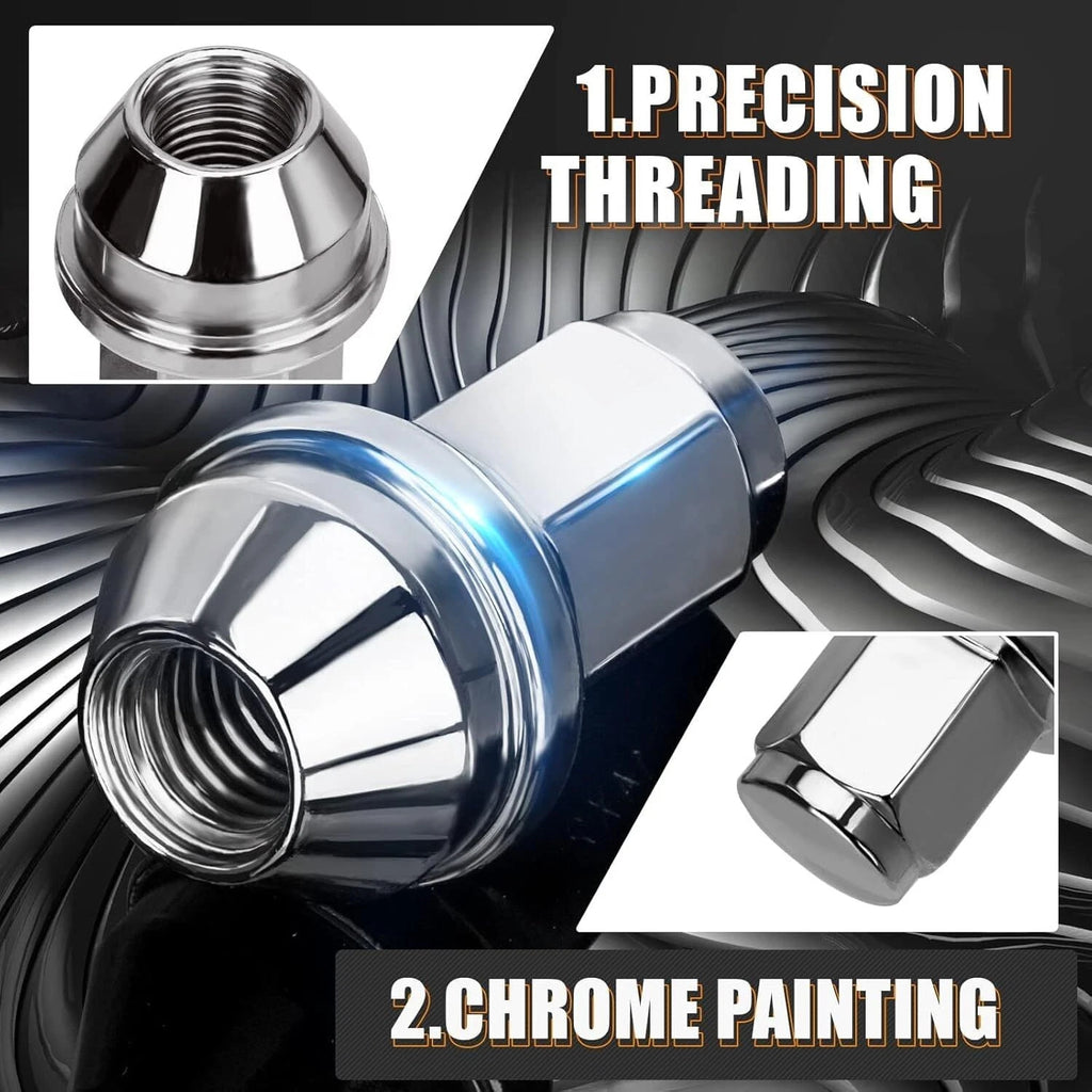 Set of 24 Chrome Lug Nuts for Ford Lincoln Mark LT (2006–2008, 2010)