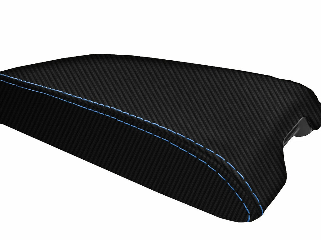 Carbon Fiber Console Lid Cover for Infiniti G35 Coupe (2002–2007) Blue Stitch