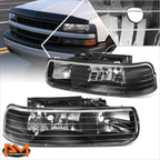 Headlight Lamp for Chevy Silverado 1999–2002, Suburban 2000–2006 (Black Housing, Clear Lens)