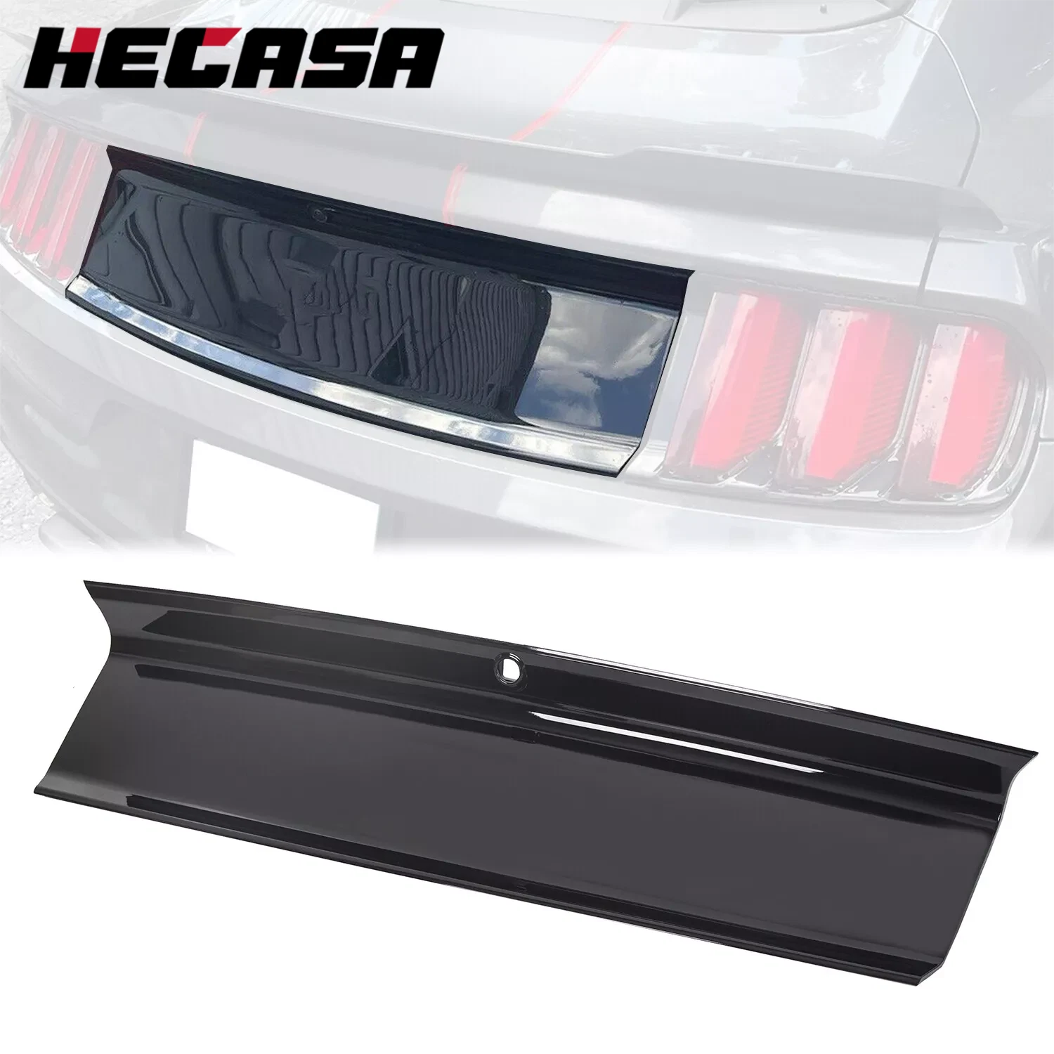 Gloss Black Rear Trunk Deck Lid Panel Trim Cover for Ford Mustang GT (2015–2023)
