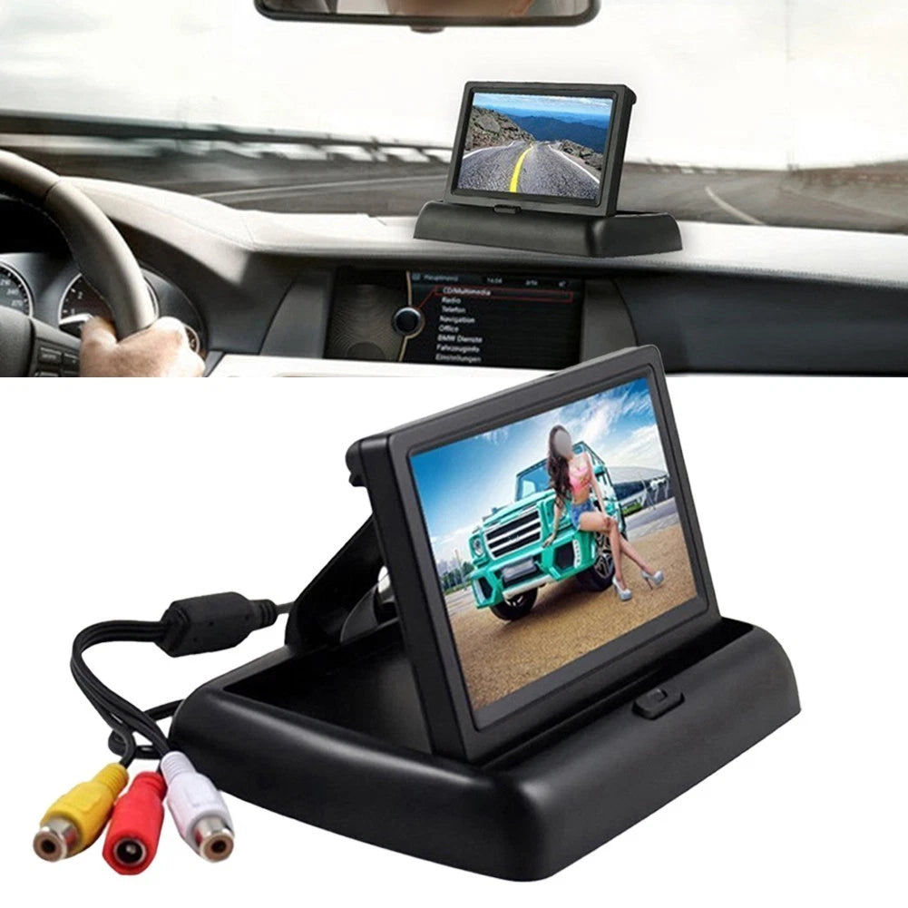 4-Inch HD Color Display Car Monitor with Folding Design for Universal Use