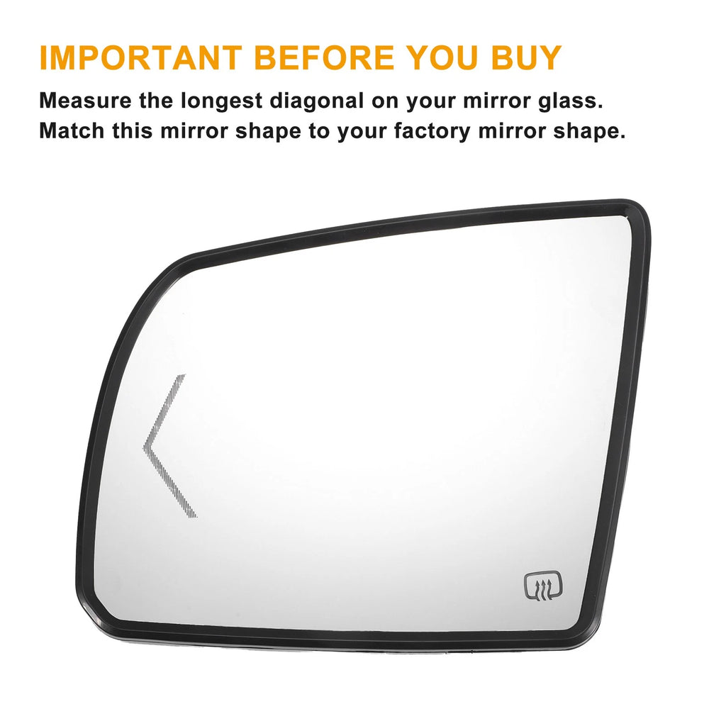 Left White Mirror Glass with Heat for Toyota Tundra 