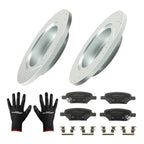 Rear Drilled Brake Rotors and Pads for Pontiac Pursuit 2006–2006 and Saturn Aura 2007–2009