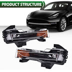 Set of 2 LED DRL Front Fog Lights for Tesla Model 3 Y (2017–2023)