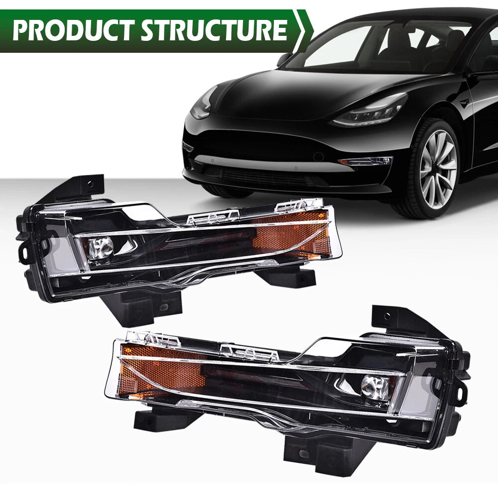 Set of 2 LED DRL Front Fog Lights for Tesla Model 3 Y (2017–2023)
