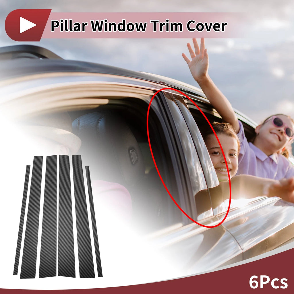 6 Pcs Car Door Pillar Window Trim for Toyota 4Runner (1996–2002) Carbon Fiber