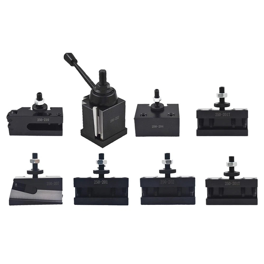 Wedge Type Tool Post for Lathe 10-15" with 7 Tool Holders (BXA 250-222)