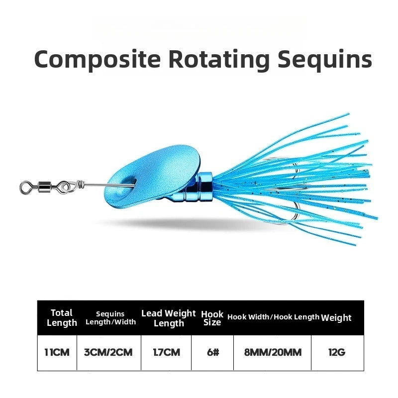 Spinnerbait Lure 11cm 12g Aluminum Alloy with #6 Hook for Bass Fishing