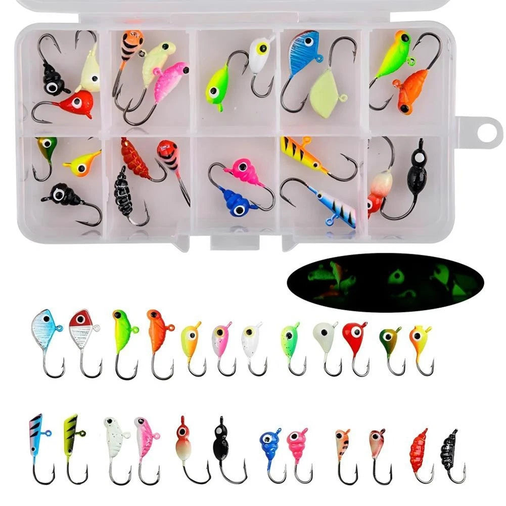 30pcs Jig Heads for Walleye Crappie Trout Panfish (Ice Fishing)