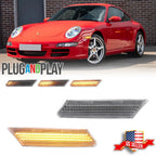 Sequential Clear LED Side Marker Lights for Porsche 911 997 987 Cayman Boxster (2005–2012)