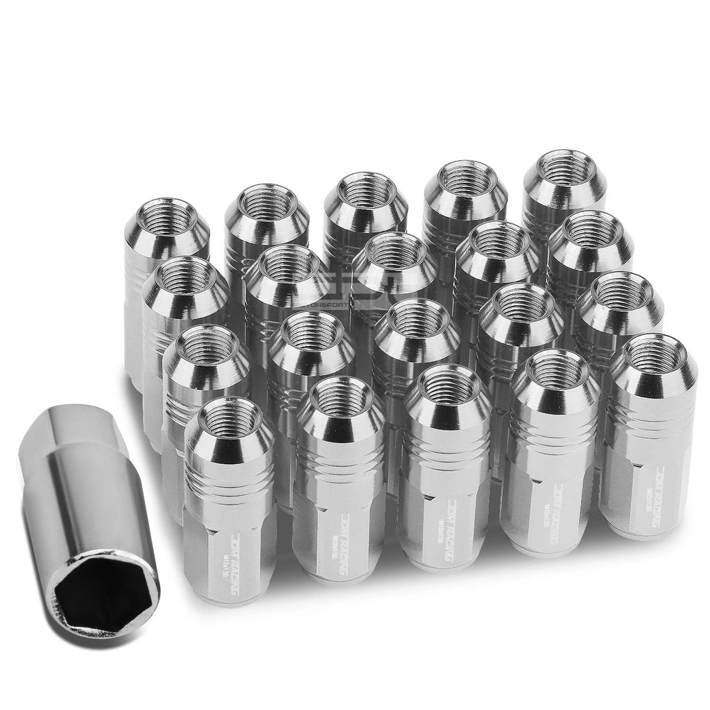 20 PCS Close End M12x1.5 50mm Tall Aluminum Lug Nuts + Adapter