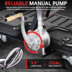 17 Gallon Low Profile Oil Drain Pan with Manual Pump & Wheels for Car Truck