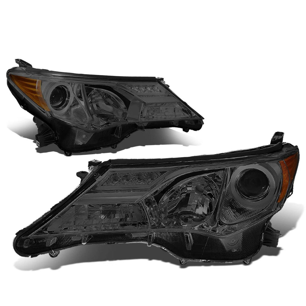Pair of Smoked Housing Amber Corner Projector Headlights for Toyota RAV4 (2013–2015)