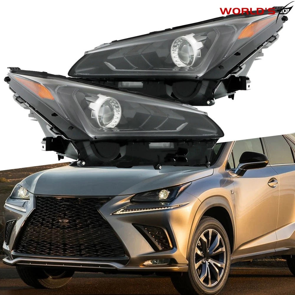 Set of 2 LED Headlights for Lexus NX200t NX300 NX300h (2018–2021) Black