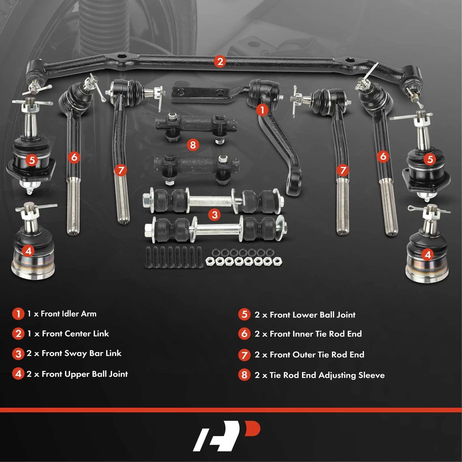 Set of 14 Inner Outer Tie Rods & Sway Bar Idler Arm for Chevy Impala (2000–2020)