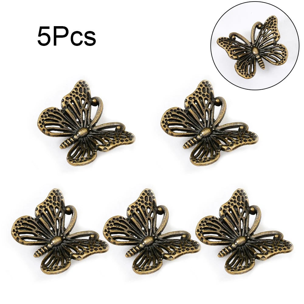 5X Vintage Butterfly Drawer Door Cabinet Knob Pull Handle Zinc Alloy