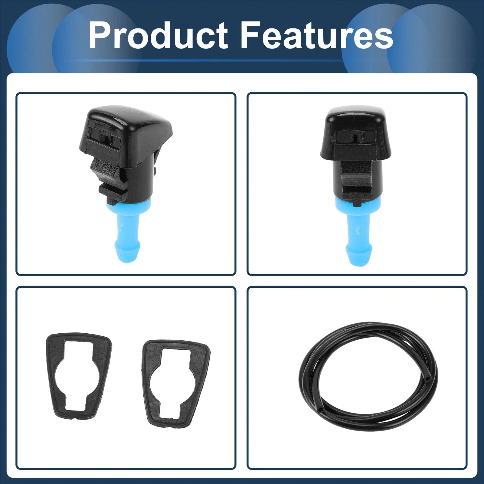 Windshield Washer Nozzle & Gasket, Fluid Hose for Dodge (Fits 2001-2006)