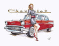 Metal Sign for Chevrolet Post 1957 (12" x 15") Pin Up Girl