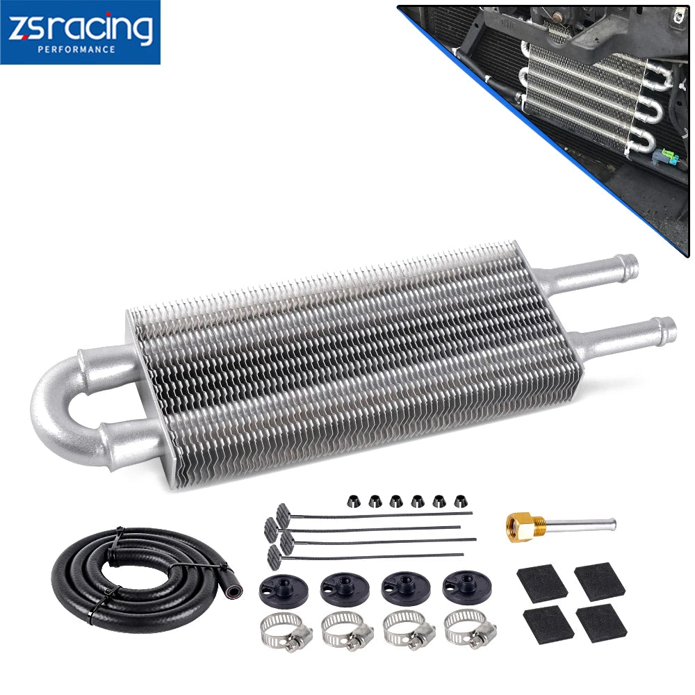 2X Universal Aluminum Remote Transmission Oil Cooler Radiator Kit