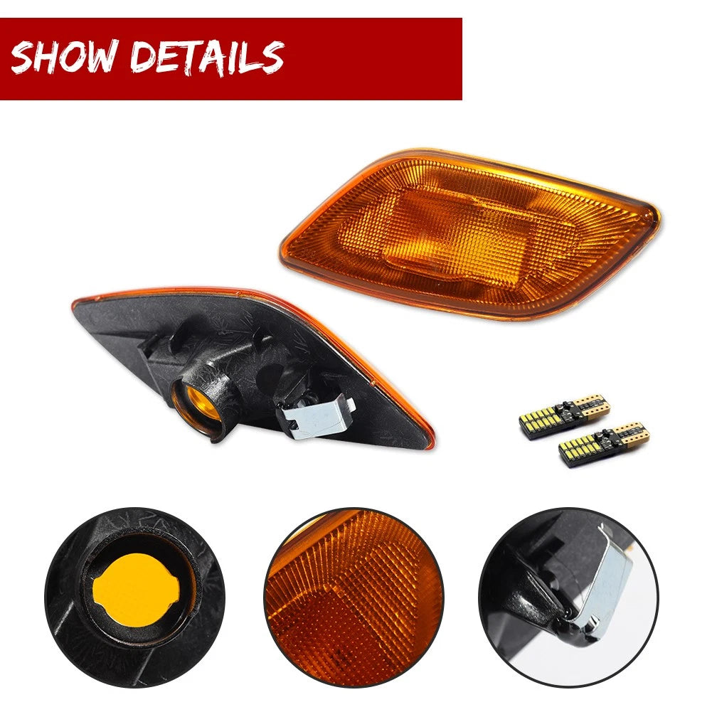 2X Amber Front Side Marker Lights with LED Bulbs for Subaru Impreza (2002–2003)