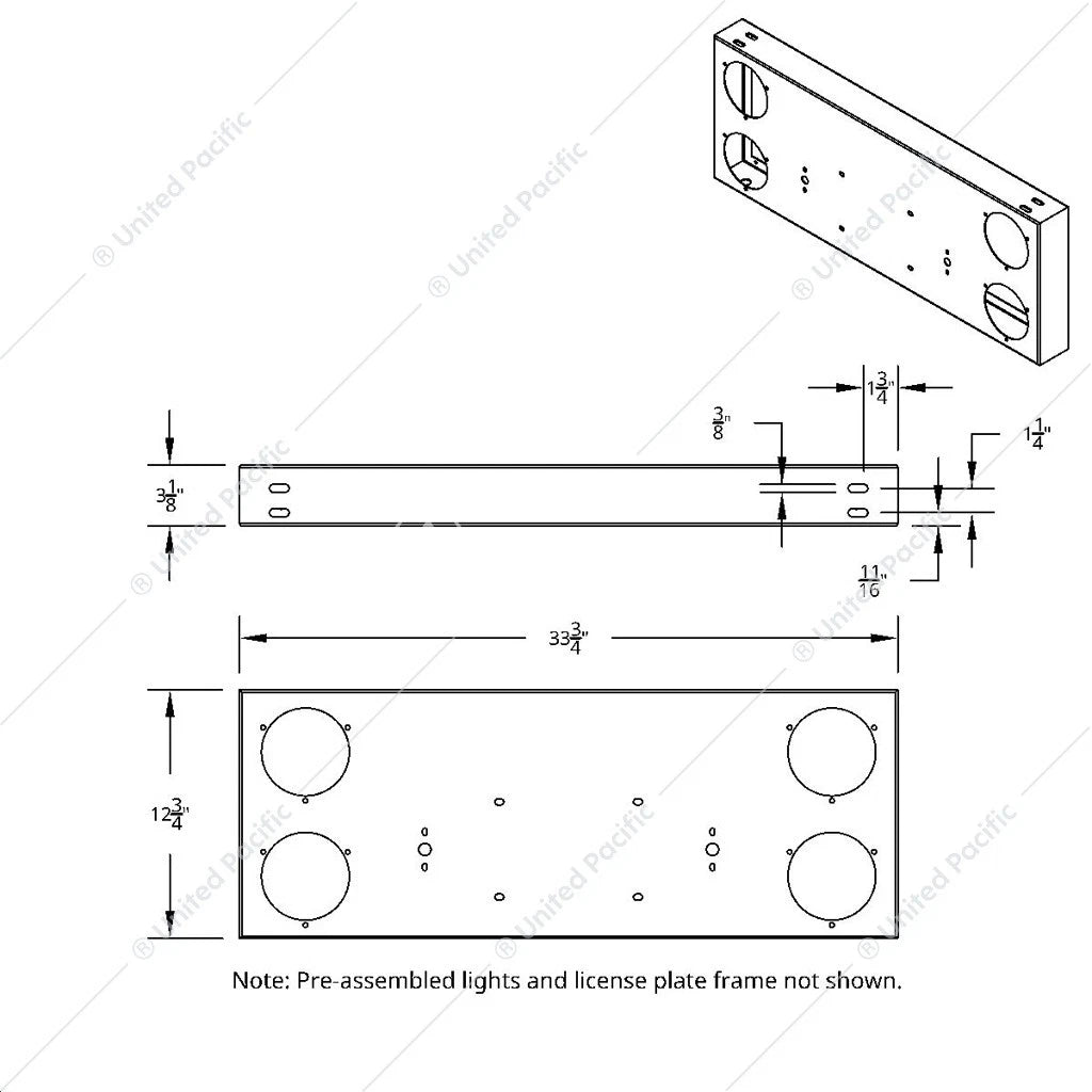 Rear Stainless Center Tail Panel Replacement w/ 4 Red LED Lights for Toyota