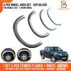 6PCS Silver Fender Flares for Isuzu D-Max Dual Cab 4x4 (2012-2016)