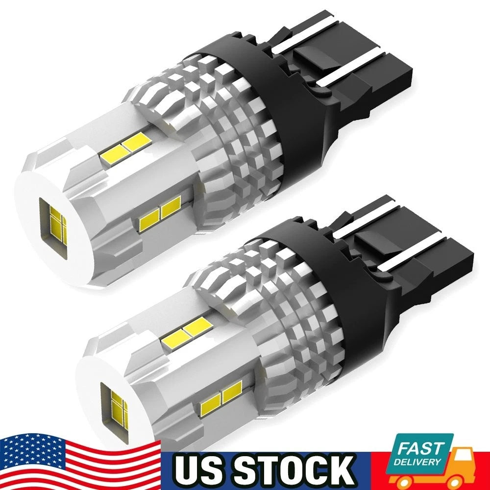 2X 7443 7440 W21W LED Reverse Backup Light Bulbs 6000K 2800LM Super Bright
