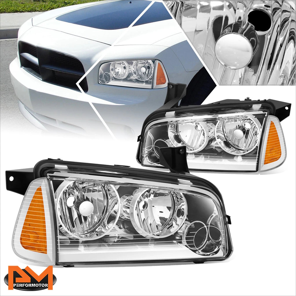 Headlight Lamps for Dodge Charger (2006–2010) Chrome Housing Clear Lens