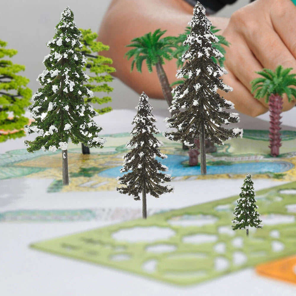 15Pcs Pine Model Trees for Train Railway Diorama Winter Scenery