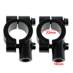 22MM Handlebar Mirror Mounts Clamps for Motorcycle Black (M10) - Pair