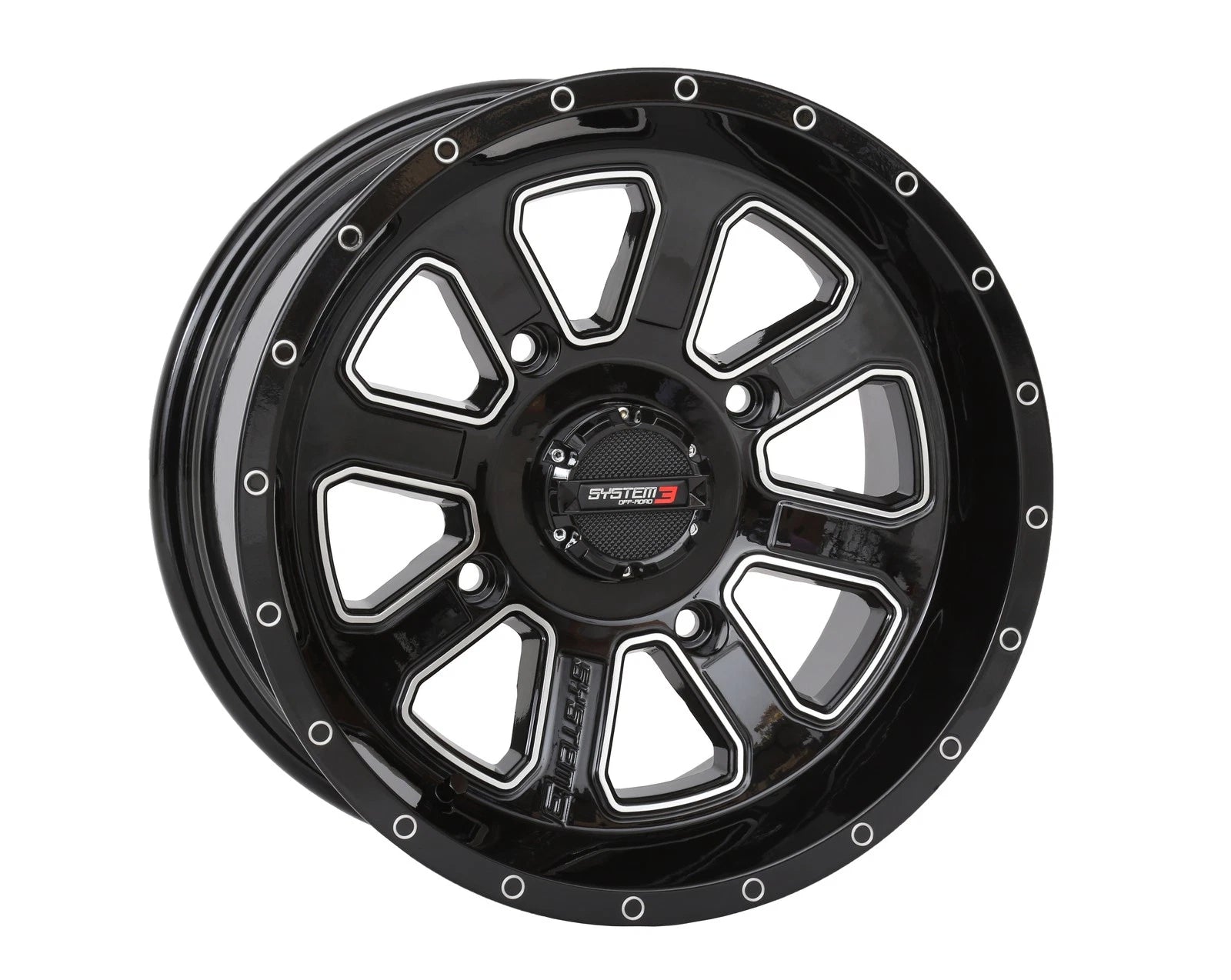 Set of 4 SYSTEM 3 ST4 Wheels 14x7 4+3 +10mm for Can-Am Maverick & Honda Pioneer