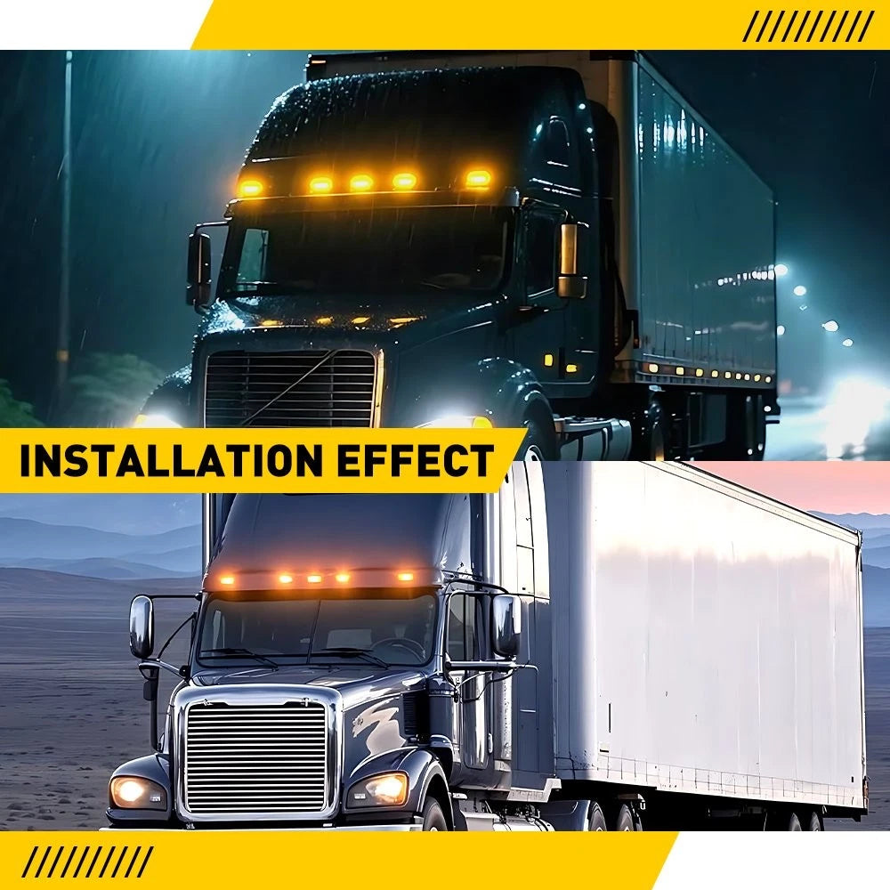 5PCS Amber LED Cab Roof Clearance Lights for Freightliner Volvo (EXV)