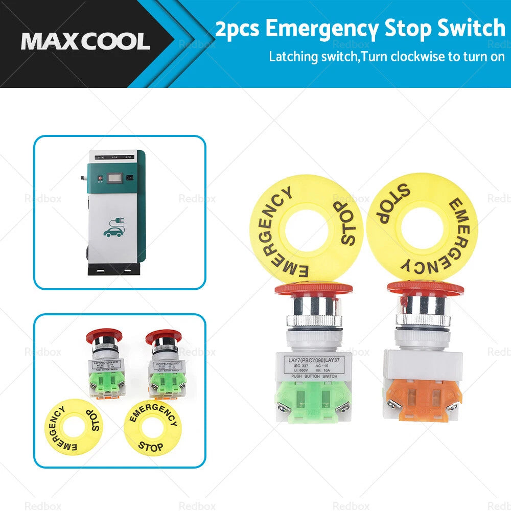 2Pcs Emergency Stop Button Switch for Universal Applications