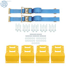 E Track Wheel Chock System with 7.5' Ratchet Tie Down Straps