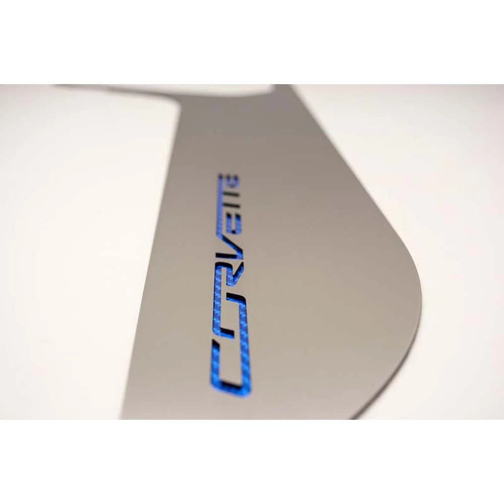 Brushed Door Guards with Black Vinyl Corvette Inlay for 2014–2019 Corvette
