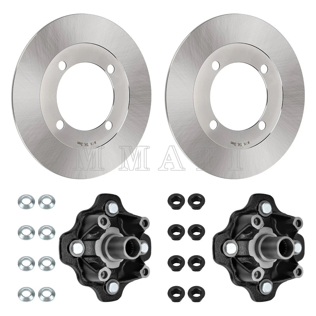 2 Front Wheel Hub & Disc Rotor for Suzuki Eiger 400, Vinson 500 (2002–2007)