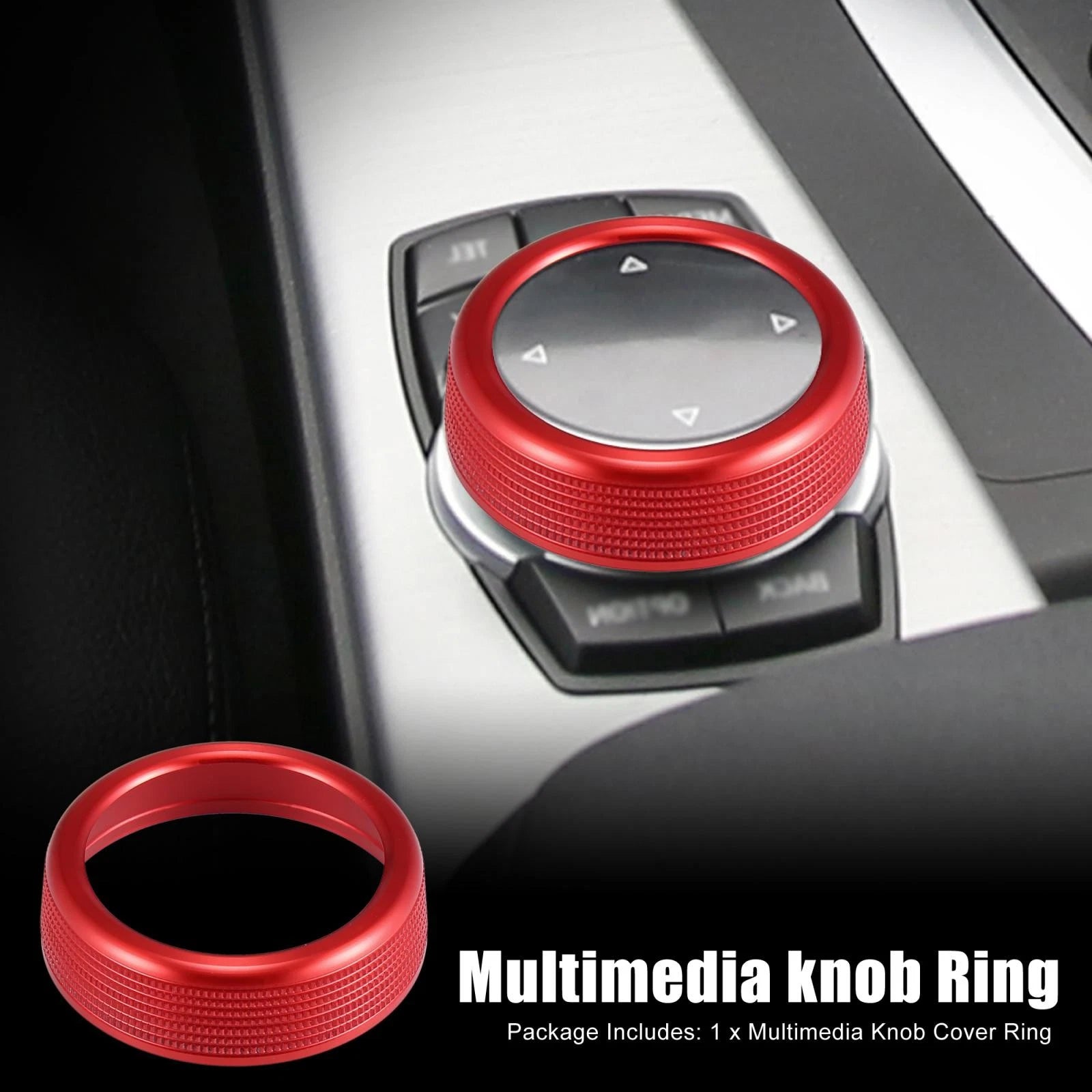 Multimedia Knob Cover Ring for BMW 1 2 3 4 5 6 7 Series X3 X4 X5 X6 (F01 F02) Red