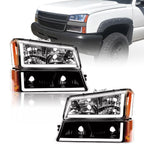 Clear Headlights Bumper Lamps LED DRL for Chevy Silverado Avalanche (2003–2007)
