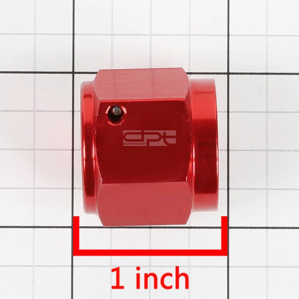 Red Anodized Aluminum AN8 1/2" Hex Head Female Flare End Cap/Nut Fitting