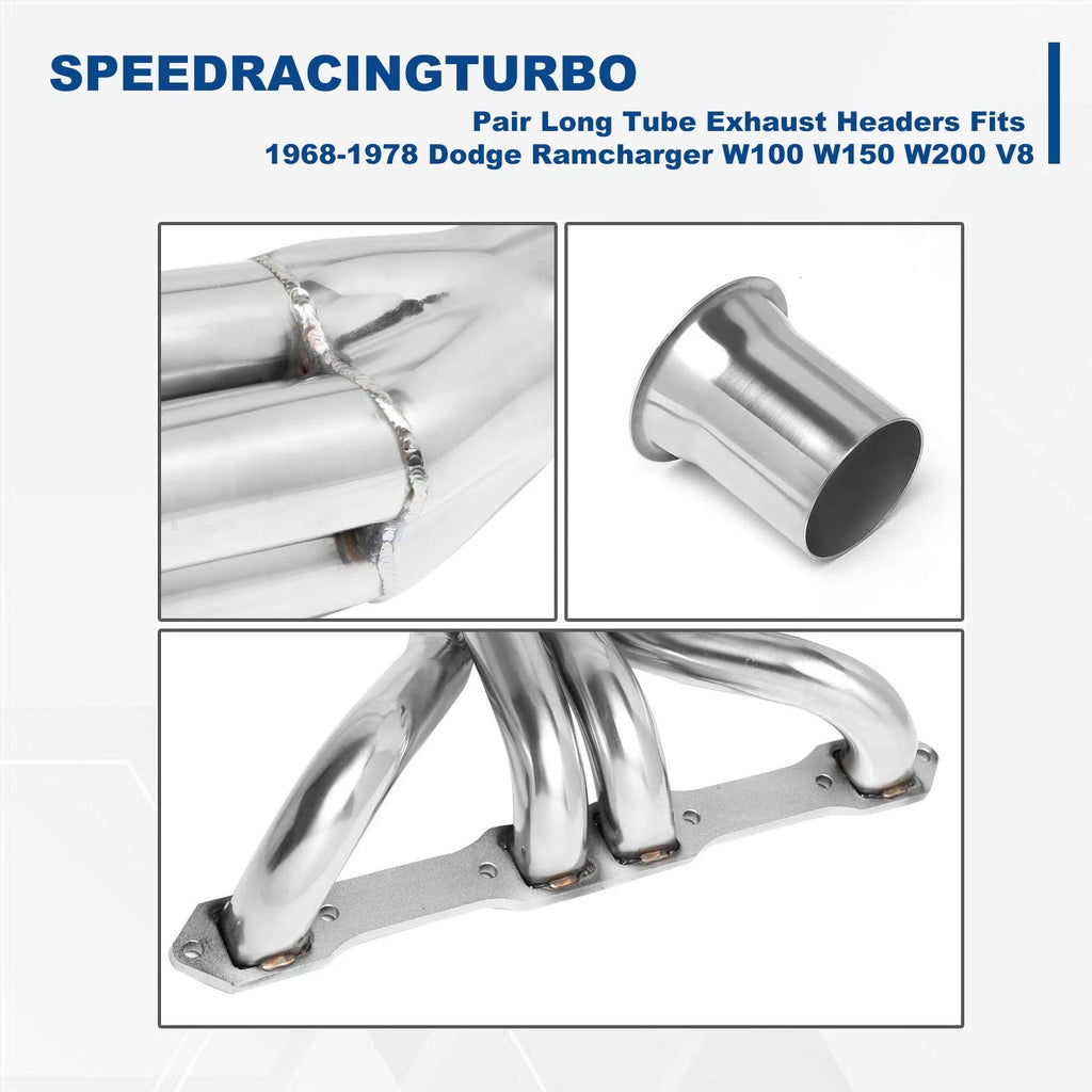 4-1 Long Tube Exhaust Manifold Headers for Dodge Plymouth 1968–1978 5.9-7.2 V8
