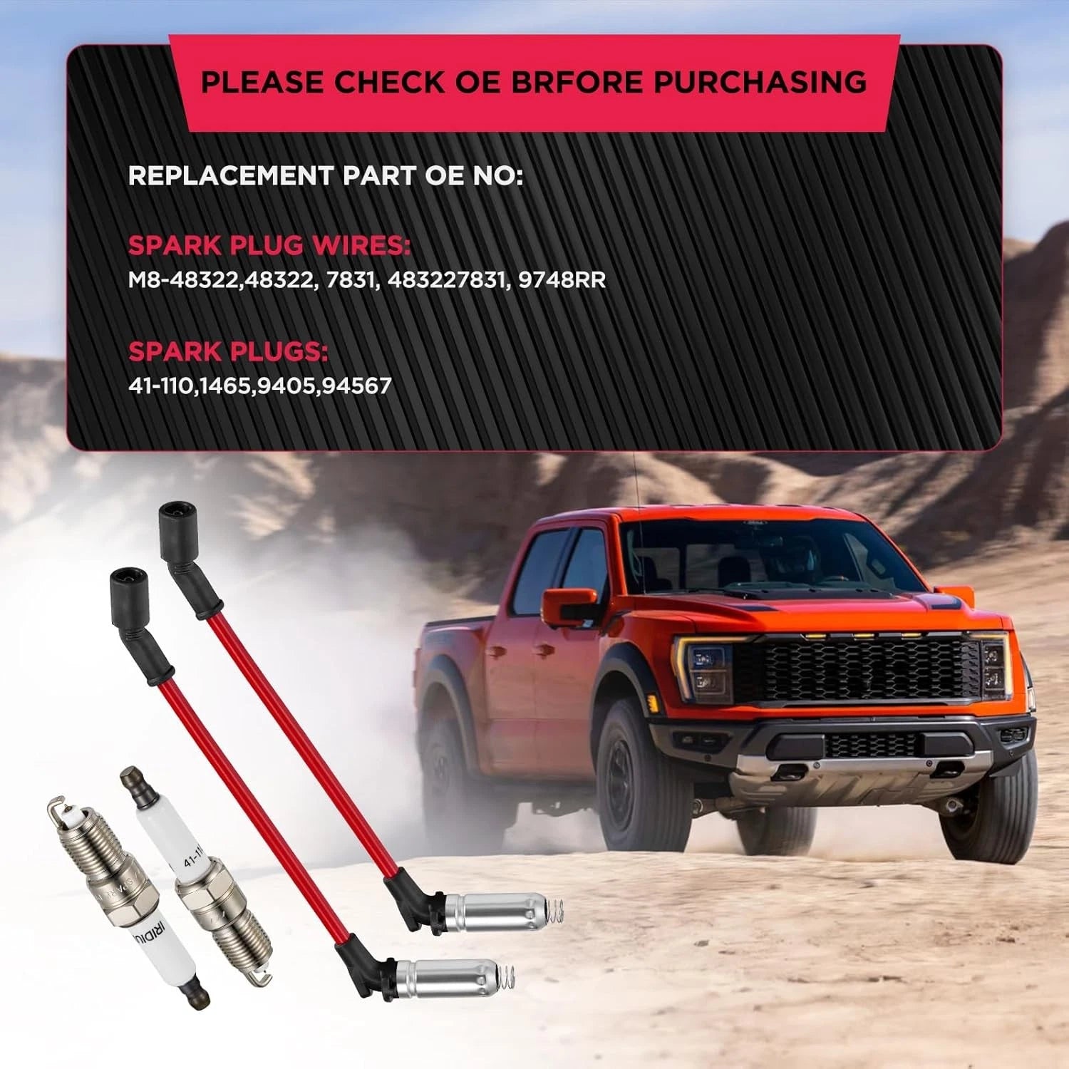 Set of 8 Iridium Spark Plugs & Silicone Spark Plug Wires for