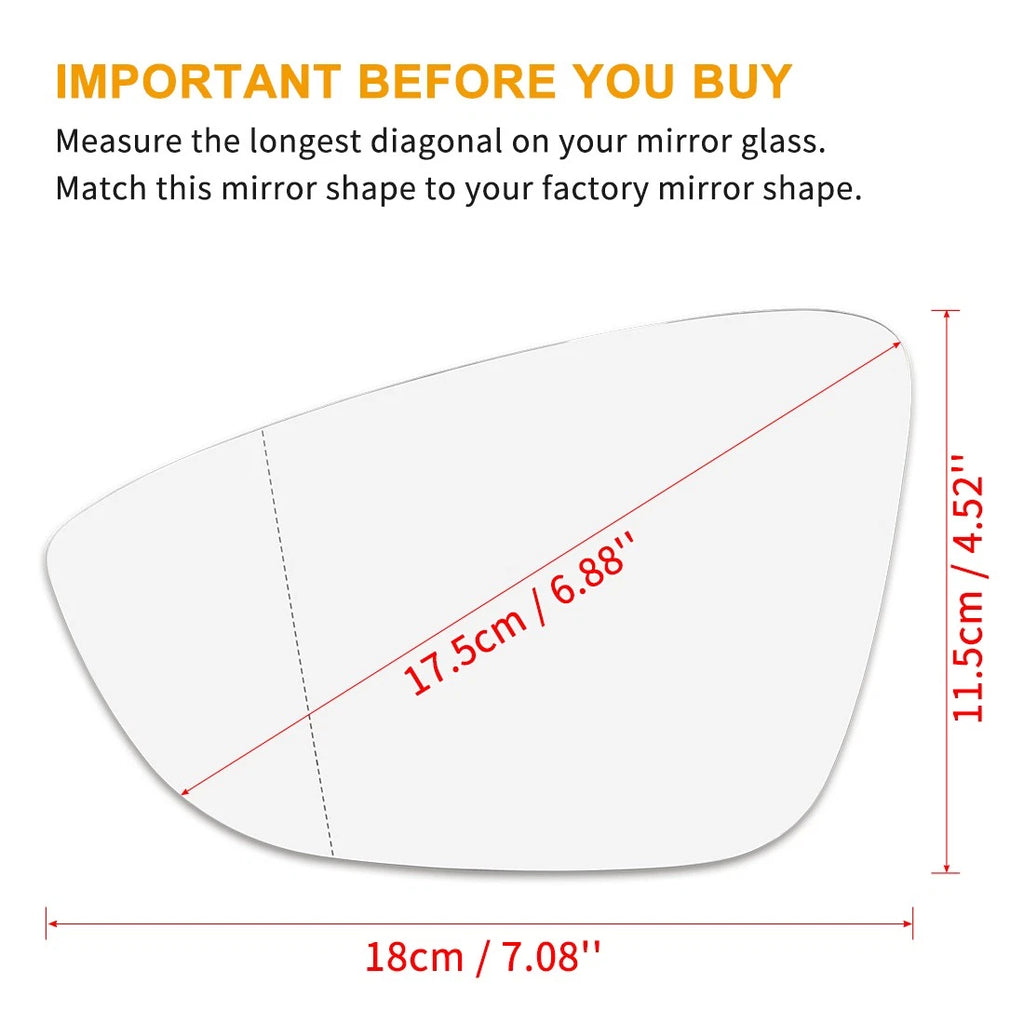 Heated Mirror Glass with Backing Plate Driver Side LH for Volkswagen Eos CC (2007–2016)