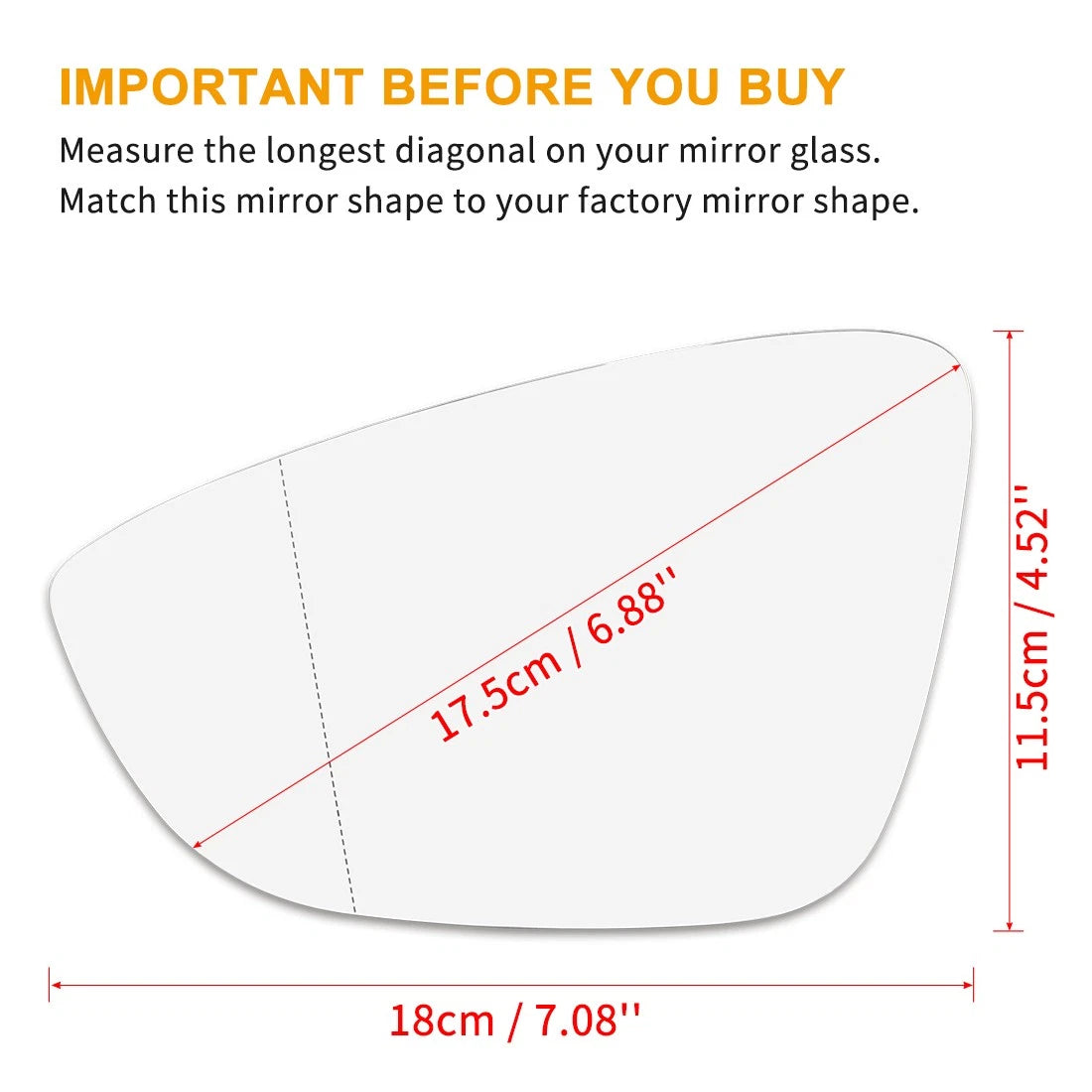 Heated Mirror Glass with Backing Plate Driver Side LH for Volkswagen Eos CC (2007–2016)
