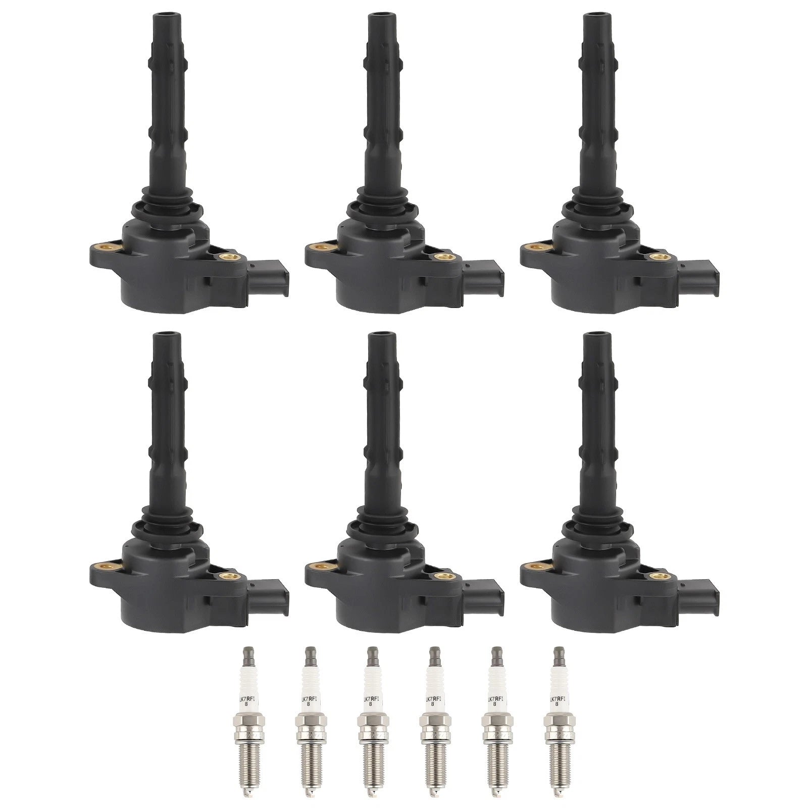 Set of 6 Ignition Coils & Spark Plugs for Mercedes-Benz SLK350 C230 C250 C280 C300