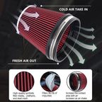 6" Air Intake Cone Filter for Car Truck (Red)