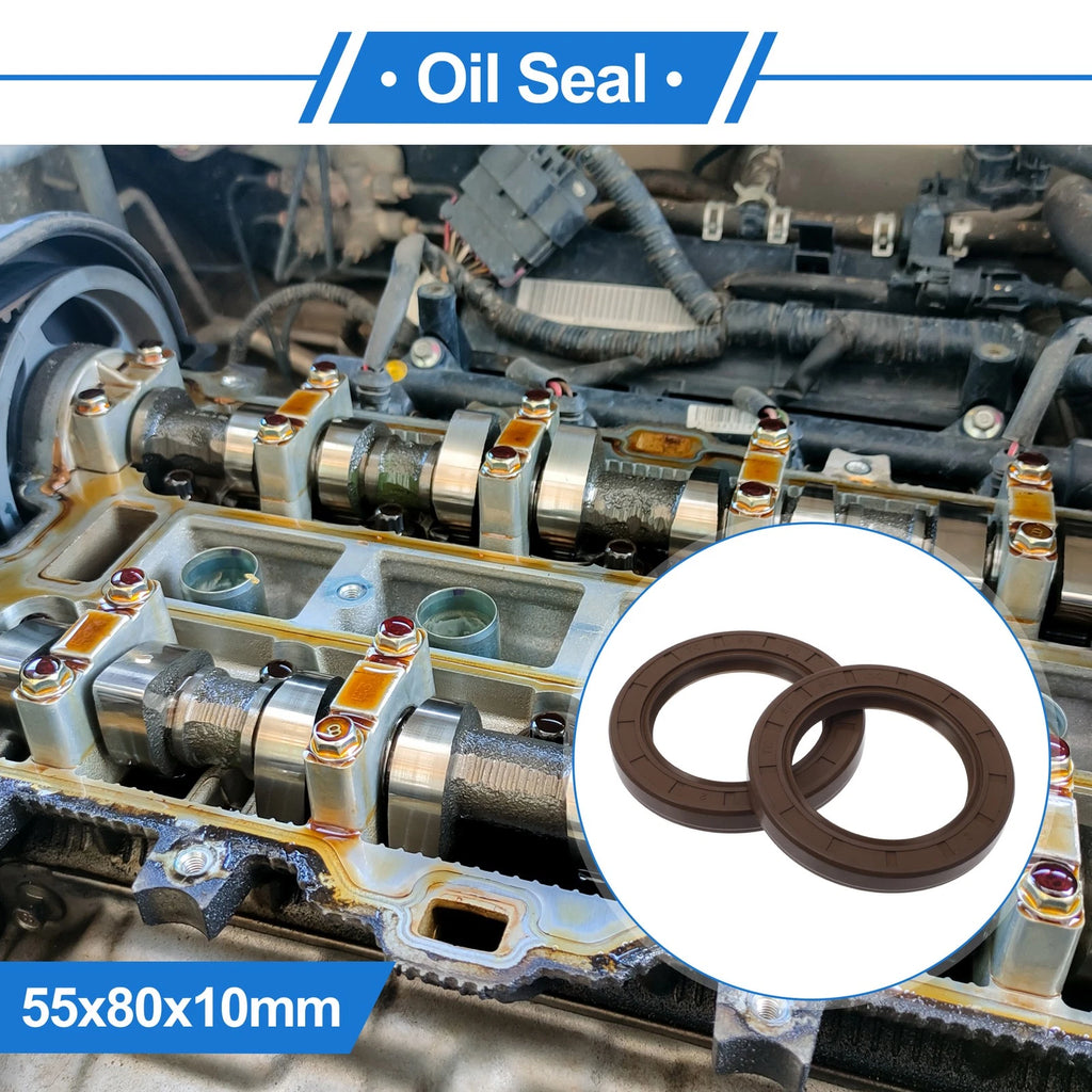 2X Oil Seal Rotary Shaft Seal FKM Rubber 55x80x10mm for Various Models 