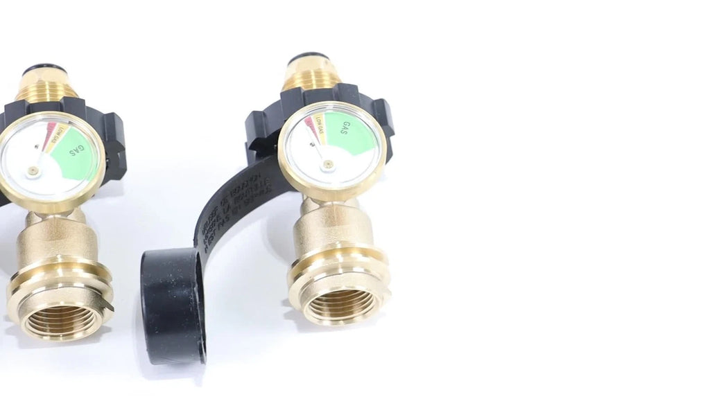 2X Propane Tank Adapter with Gauge for LP Tank Valve to QCC/Type1