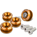 Set of 4 Aluminum Quick Release Fasteners for Orange Car Bumper/Fender/Trunk