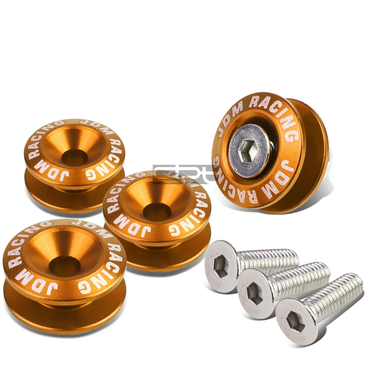 Set of 4 Aluminum Quick Release Fasteners for Orange Car Bumper/Fender/Trunk